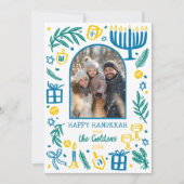 Whimsical Hanukkah Cute Custom Arch 4 PHOTO Feestdagenkaart (Voorkant)