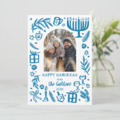 Whimsical Hanukkah Cute Custom Arch PHOTO Feestdagenkaart (Staand voorkant)