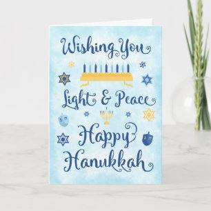 Whimsical Hanukkah Light and Peace Feestdagen Kaart