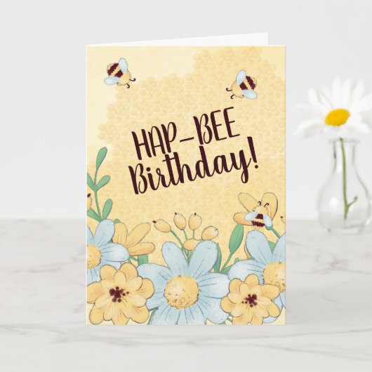 Whimsical Happy Birthday Bee Honeycomb Kaart (Kleine Plant)