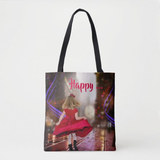 Whimsical Happy Dance Girl Sac fourre-tout (Devant)