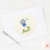 Whimsical Happy Flying Angel Fairy Ronde Sticker (Envelop)