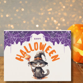 Whimsical Happy Halloween Cat Holiday Briefkaart