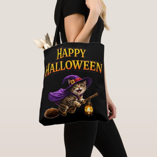 Whimsical happy Halloween tote bag carry your trea (De près)