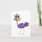 Whimsical Happy Paars Ostrich Kaart (Voorkant)