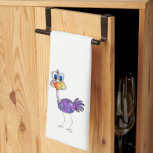 Whimsical Happy Paars Ostrich Theedoek