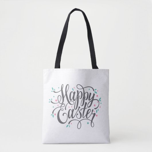 Whimsical Happy Paaskalligrafie | Canvas tas (Voorkant)