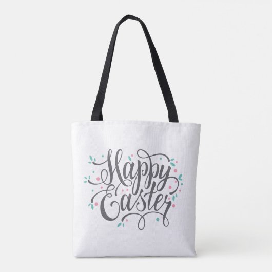 Whimsical Happy Paaskalligrafie | Canvas tas (Achterkant)