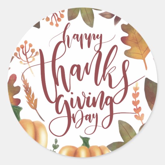Whimsical Happy Thanksgiving Day | STICKER (Voorkant)