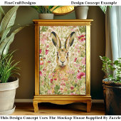Whimsical Hare Among Wildflowers EX7 Decoupage Tissuepapier