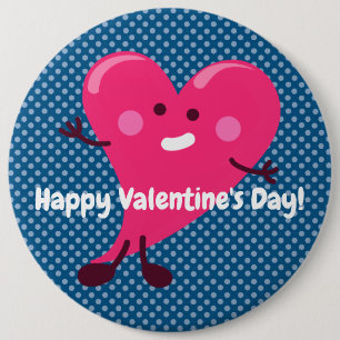 Whimsical Hart Karakter   Valentijnsdag Ronde Button 6,0 Cm
