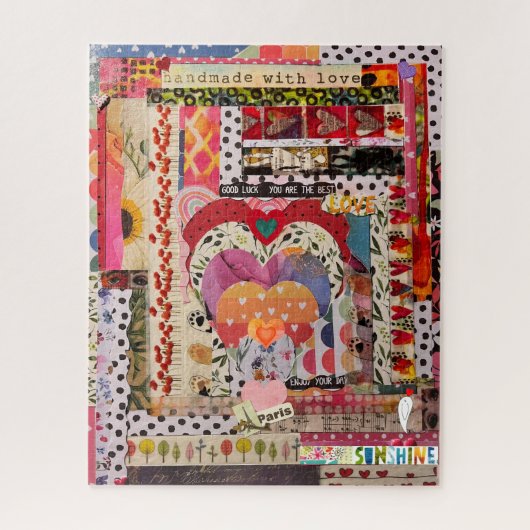 Whimsical hart papier kunst puzzel legpuzzel (Verticaal)