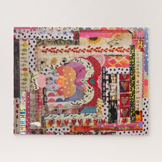 Whimsical hart papier kunst puzzel legpuzzel (Horizontaal)