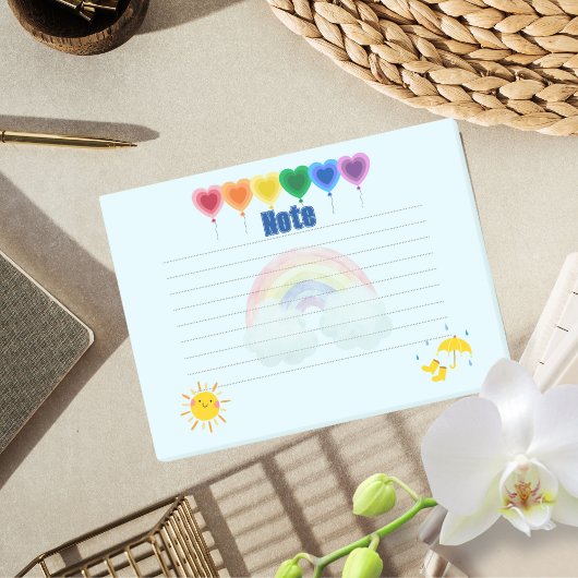 Whimsical Hartballon en Regenboog Notities Post-it® Notes