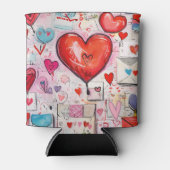 Whimsical Harten en Liefde Letters Patroon Blikjeskoeler (Voorkant)