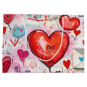 Whimsical Harten en Liefde Letters Patroon Groot Cadeauzakje (Achterkant)