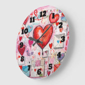 Whimsical Harten en Liefde Letters Patroon Grote Klok (Hoek)