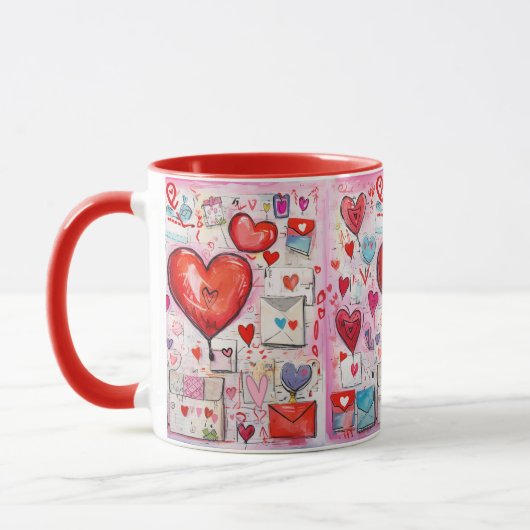 Whimsical Harten en Liefde Letters Patroon Mok (Links)