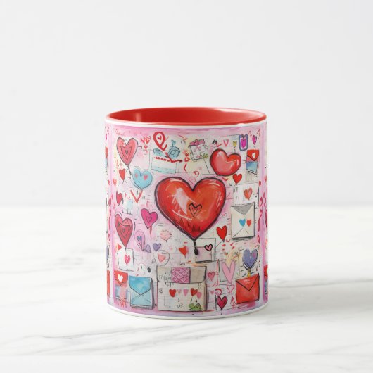 Whimsical Harten en Liefde Letters Patroon Mok (Midden)