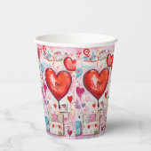 Whimsical Harten en Liefde Letters Patroon Papieren Bekers (Rechts)