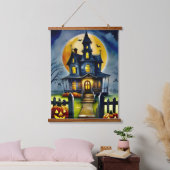 Whimsical Haunted House: 26" x 36" paneel Hangend Wandkleed (Slaapkamer)