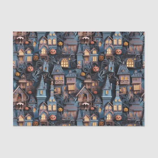 Whimsical Haunted House Halloween Tissuepapier (Voorkant)