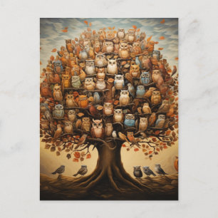 Whimsical Haven: Het met de uil versierde arboretu Briefkaart