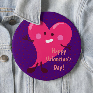 Whimsical Heart Character Fijne Valentijnsdag Ronde Button 6,0 Cm