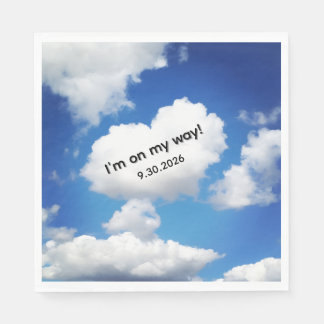 Whimsical Heart Cloud "Ik ben onderweg!" Baby Show Servet