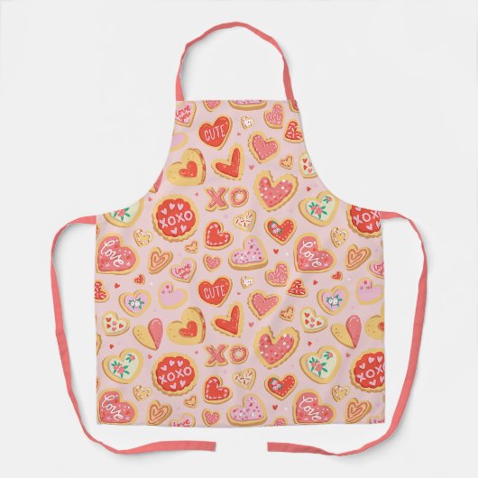 Whimsical Heart Cookie Design in roze tinten Schort (Voorkant)