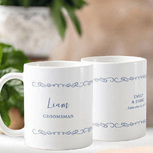 Whimsical Heart Doodle Frans Blauw Huwelijksfeest Koffiemok