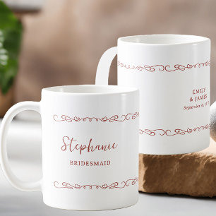 Whimsical Heart Doodle Rood Oranje Trouwfeest Koffiemok