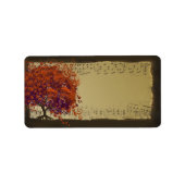 Whimsical Heart Leaf Tree Sinaasappel Plum & Gold Etiket (Voorkant)