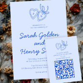 Whimsical Heart Locket Doodle Sketch CUSTOM QRCode Informatiekaartje