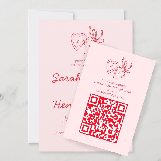 Whimsical Heart Locket Doodle Sketch CUSTOM QRCode Informatiekaartje