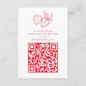 Whimsical Heart Locket Doodle Sketch CUSTOM QRCode Informatiekaartje (Voorkant)