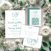 Whimsical Heart Locket Doodle Sketch CUSTOM RSVP Kaartje