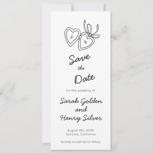 Whimsical Heart Locket Doodle Sketch Digitale STD Kaart (Voorkant)