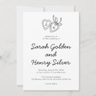 Whimsical Heart Locket Doodle Sketch Modern CUSTOM Kaart