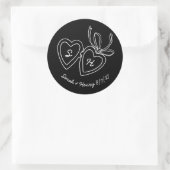 Whimsical Heart Locket Doodle Sketch Modern CUSTOM Ronde Sticker (Tas)