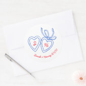Whimsical Heart Locket Doodle Sketch Modern CUSTOM Ronde Sticker (Envelop)