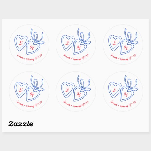 Whimsical Heart Locket Doodle Sketch Modern CUSTOM Ronde Sticker (Vel)