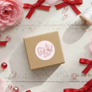 Whimsical Heart Locket Doodle Sketch Modern CUSTOM Ronde Sticker