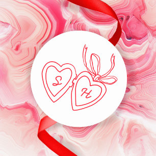 Whimsical Heart Locket Doodle Sketch Modern CUSTOM Ronde Sticker