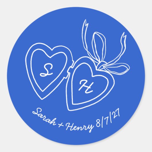 Whimsical Heart Locket Doodle Sketch Modern CUSTOM Ronde Sticker (Voorkant)