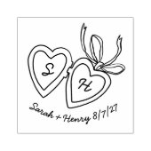 Whimsical Heart Locket Doodle Sketch Modern CUSTOM Rubberstempel (Afrduk)