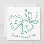 Whimsical Heart Locket Doodle Sketch Modern CUSTOM Save The Date (Voorkant)