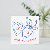 Whimsical Heart Locket Doodle Sketch Modern CUSTOM Save The Date (Staand voorkant)