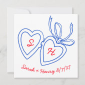 Whimsical Heart Locket Doodle Sketch Modern CUSTOM Save The Date (Voorkant)