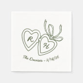 Whimsical Heart Locket Doodle Sketch Modern CUSTOM Servet (Voorkant)